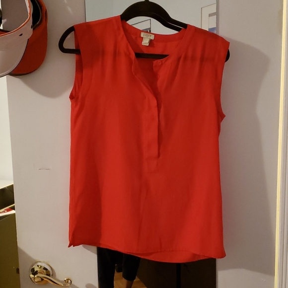 J.crew factory red sleeveless blouse tank 0 XS - Picture 1 of 4